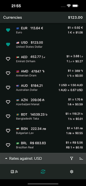 Screenshot currencies